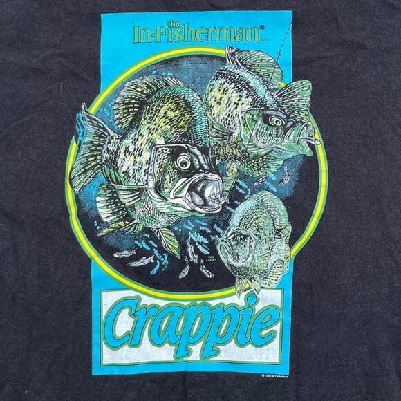 Rare 1993 Vintage The In-Fisherman Crappie Fish Black Crewneck Tee Shirt XXL 2X - Picture 1 of 7